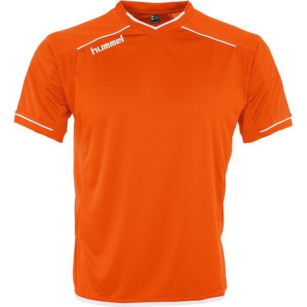 Hummel Leeds Shirt Korte Mouw Heren - Oranje / Wit
