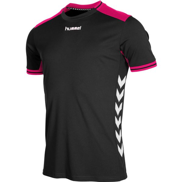 Aardappelen Bloemlezing samenvoegen Hummel Lyon Shirt Korte Mouw voor Heren | Zwart - Roze | Teamswear