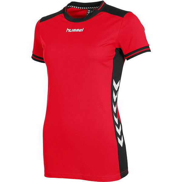 Hummel Lyon Shirt Korte Mouw voor Dames Rood Zwart Teamswear