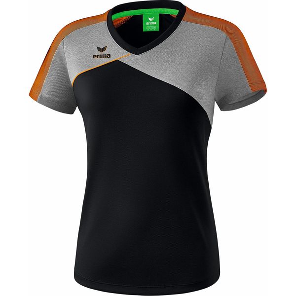 Erima Premium One 2.0 T-Shirt Femmes - Noir / Grey Melange / Néon Orange