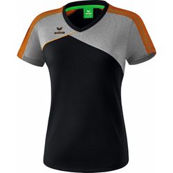 Voorvertoning: Erima Premium One 2.0 T-Shirt Dames - Zwart / Grey Melange / Neon Oranje