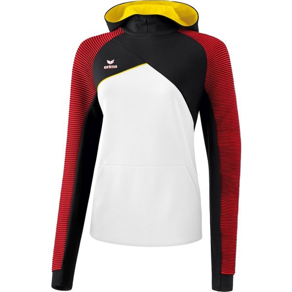 Erima Premium One 2.0 Sweatshirt Met Capuchon Dames - Wit / Zwart / Rood / Geel