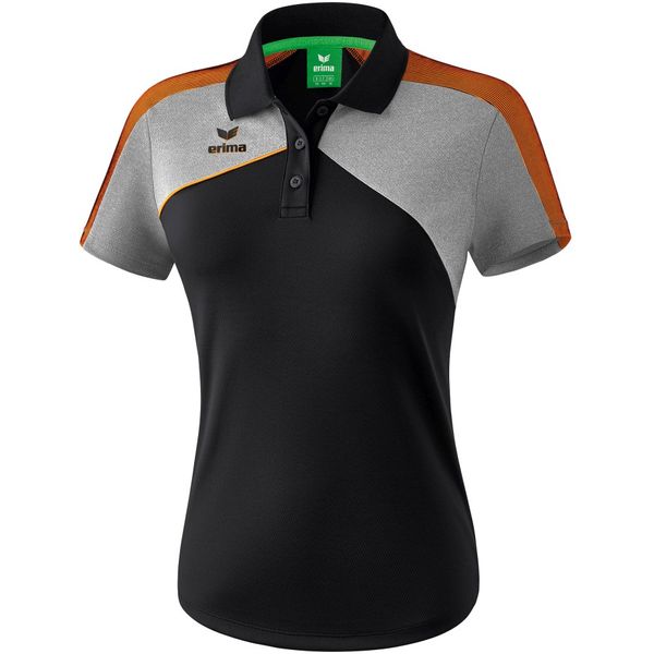 Erima Premium One 2.0 Poloshirt Damen - Schwarz / Grey Melange / Neon Orange