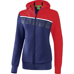 Erima 5-C Veste D'entraînement À Capuche Femmes - New Navy / Rouge / Blanc