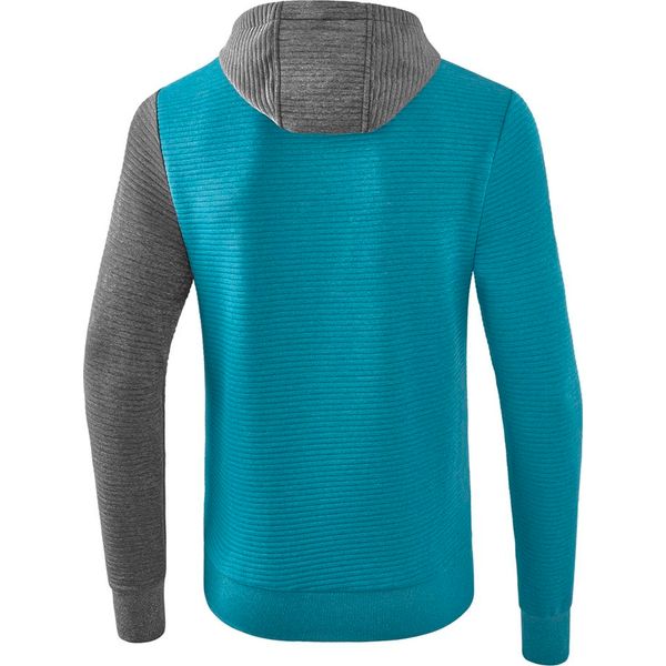 Erima 5-C Sweatshirt Met Capuchon Kinderen - Oriental Blue Melange / Grey Melange / Wit