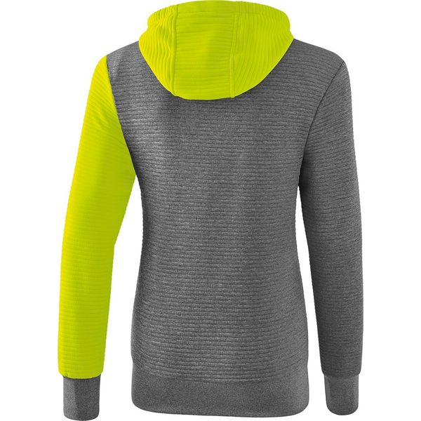 Erima 5-C Sweatshirt Met Capuchon Dames - Grey Melange / Lime Pop / Zwart