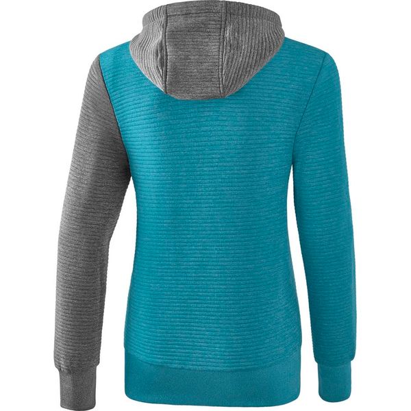 Erima 5-C Sweatshirt Met Capuchon Dames - Oriental Blue Melange / Grey Melange / Wit