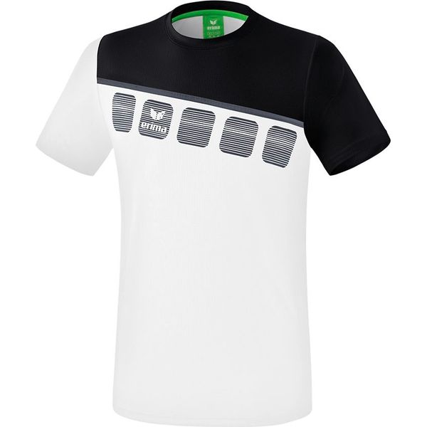 Erima 5-C T-Shirt Hommes - Blanc / Noir / Gris Foncé