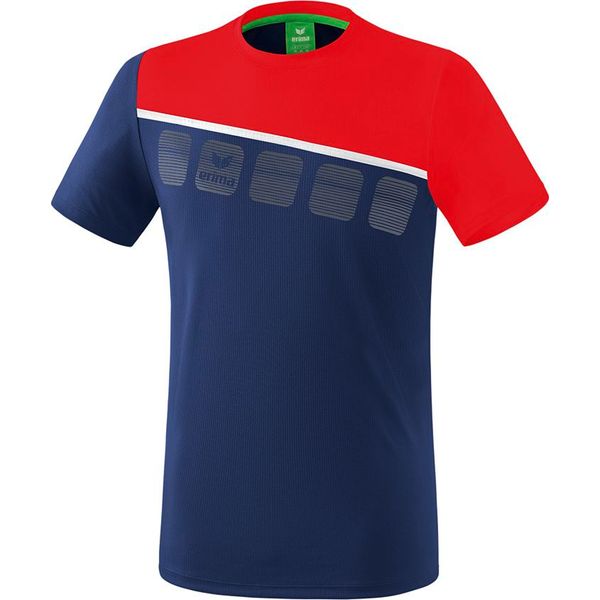 Erima 5-C T-Shirt Heren - New Navy / Rood / Wit