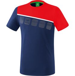 Voorvertoning: Erima 5-C T-Shirt Heren - New Navy / Rood / Wit