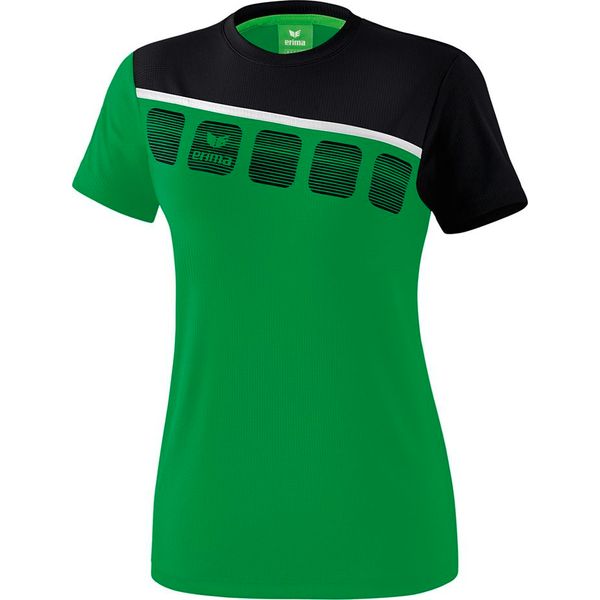 Erima 5-C T-Shirt Dames - Smaragd / Zwart / Wit