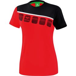 Voorvertoning: Erima 5-C T-Shirt Dames - Rood / Zwart / Wit