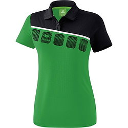 Erima 5-C Polo Dames - Smaragd / Zwart / Wit