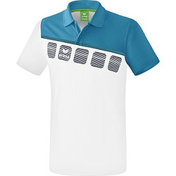 Erima 5-C Polo Heren - Wit / Oriental Blue / Colonial Blue