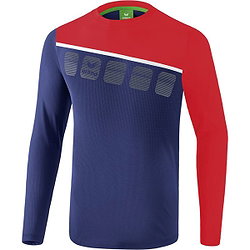 Erima 5-C Longsleeve Enfants - New Navy / Rouge / Blanc