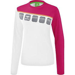 Erima 5-C Longsleeve Dames - Wit / Love Rose / Peach