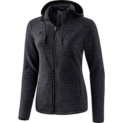 Erima Fleece Jack Dames - Zwart Gemeleerd