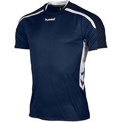 Hummel Preston Maillot Manches Courtes Hommes - Marine / Blanc