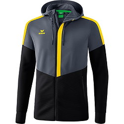 Erima Squad Trainingsjack Met Capuchon Kinderen - Slate Grey / Zwart / Geel