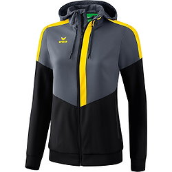 Erima Squad Tracktop Met Capuchon Dames - Slate Grey / Zwart / Geel