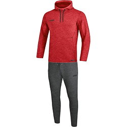 Jako Premium Basics Joggingpak Met Sweaterkap Dames - Rood Gemeleerd