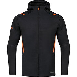 Jako Challenge Vrijetijdsvest Met Kap Heren - Zwart Gemeleerd / Fluo Oranje