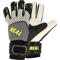 Real Fusion Gants De Gardien Enfants - Noir / Blanc / Jaune Fluo
