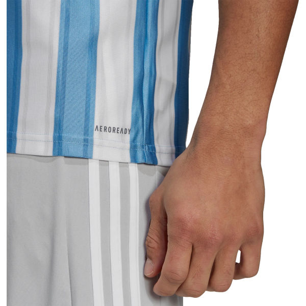 Adidas Striped 21 Maillot Manches Courtes Hommes - Bleu Ciel / Blanc