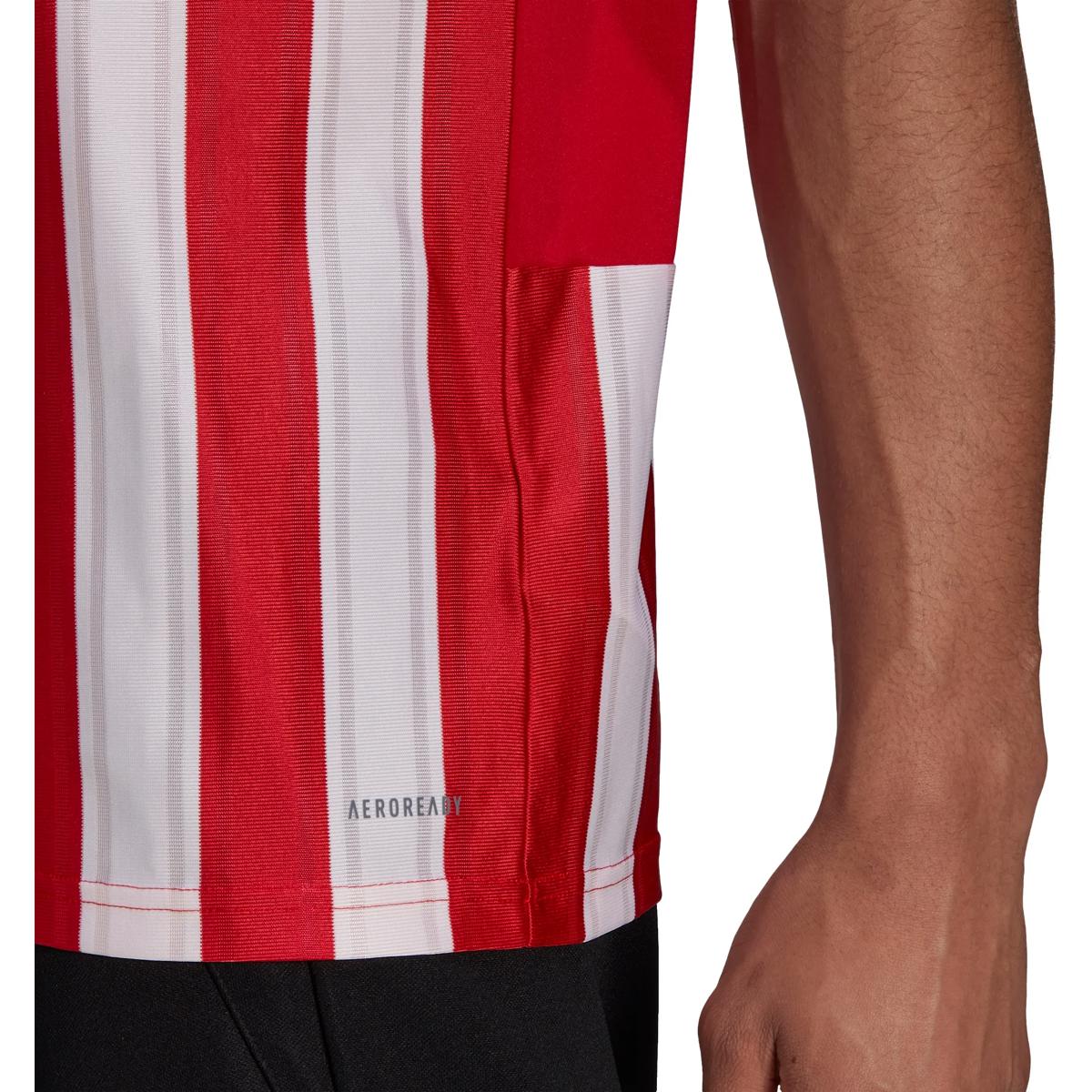 Présentation: Adidas Striped 21 Maillot Manches Courtes Hommes - Rouge / Blanc