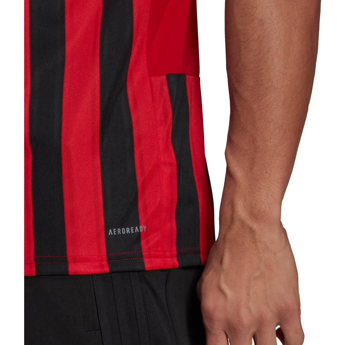 Présentation: Adidas Striped 21 Maillot Manches Courtes Enfants - Rouge / Noir