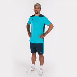 Voorvertoning: Joma Championship VI Shirt Korte Mouw Kinderen - Fluor Turquoise / Marine