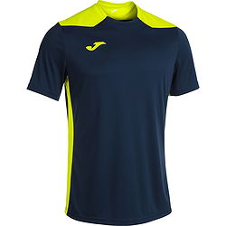 Joma Championship VI Maillot Manches Courtes Femmes - Marine / Jaune Fluo