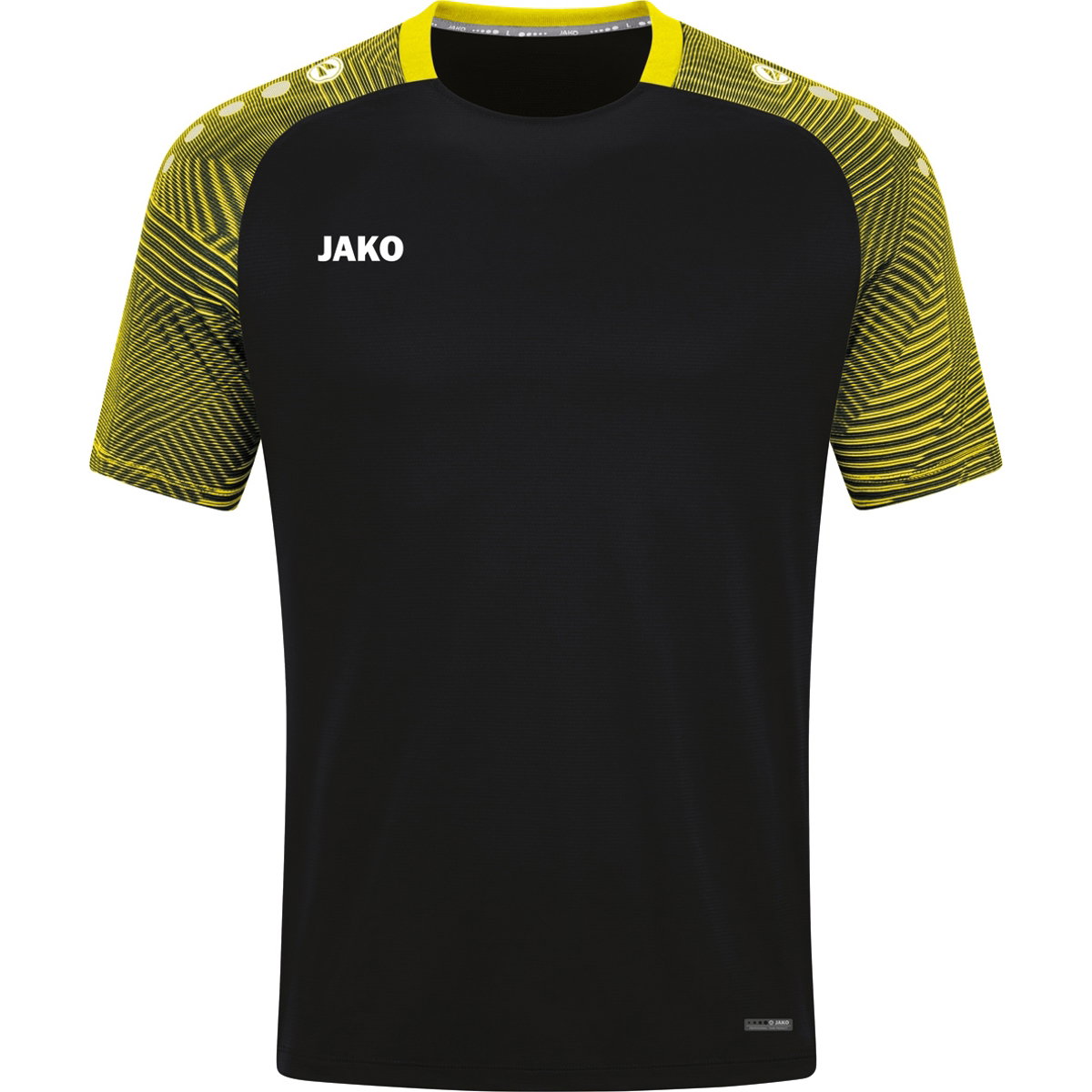 JAKO Challenge T-Shirt Herren – Mit Kontraststreifen, Melange-Optik, Rundhals & Verlängertem Rücken