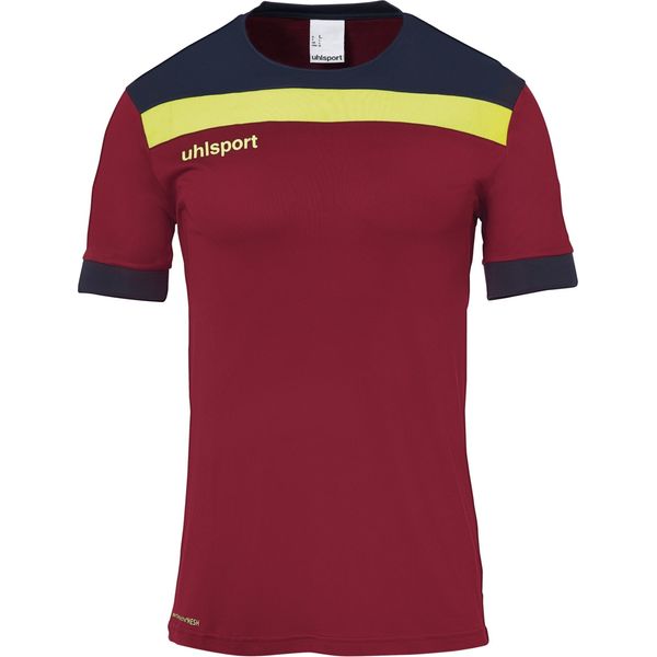 Uhlsport Offense 23 Shirt Korte Mouw Heren - Bordeaux / Marine / Fluogeel