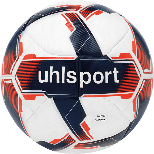 Uhlsport Match Addglue (Size 5) Ballon De Compétition - Blanc / Marine / Rouge Fluo