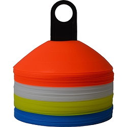 Teamswear (60X) Markeerkegels - Wit / Blauw / Oranje / Geel