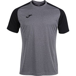 Joma Academy IV Shirt Korte Mouw Heren - Lichtgrijs Gemeleerd / Zwart