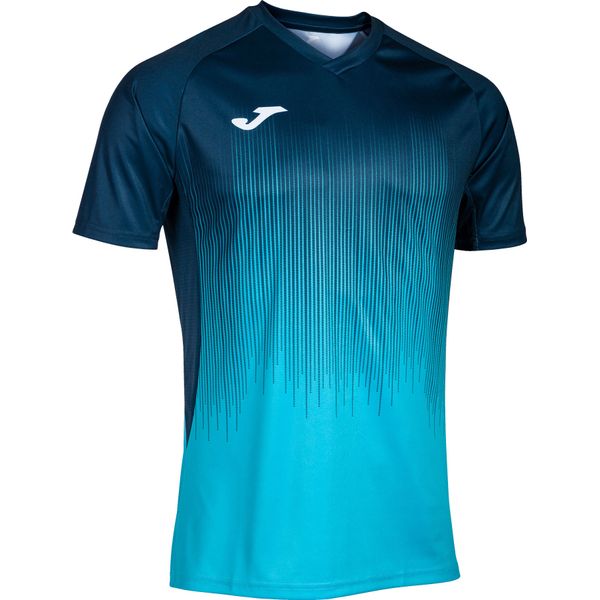 Joma Tiger IV Maillot Manches Courtes Hommes - Marine / Turquoise Fluor