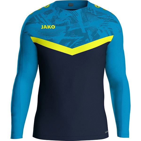 Jako Iconic Sweat pour Hommes Marine Bleu Jako Jaune Fluo