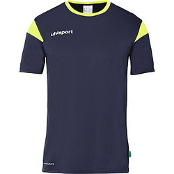 Uhlsport Squad 27 Maillot Manches Courtes Hommes - Marine / Jaune Fluo