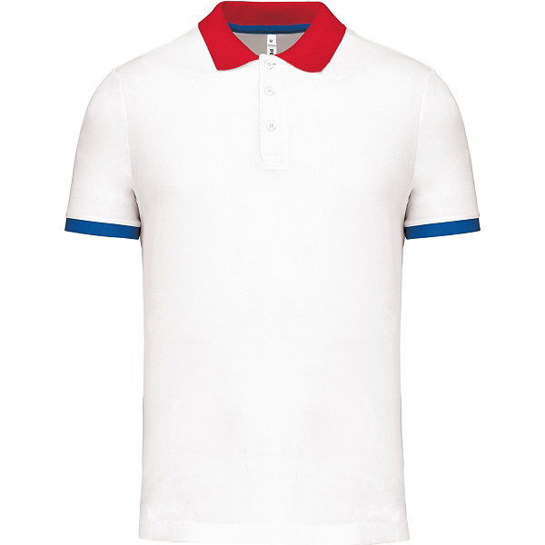 Proact Polo Fonctionnel Hommes - Blanc / Rouge / Royal