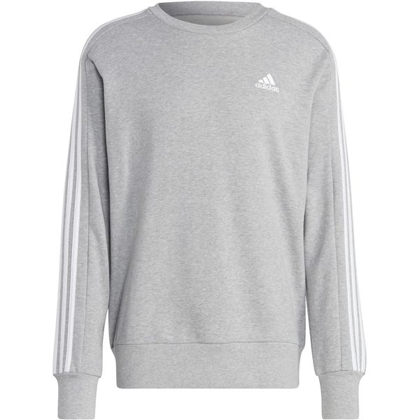 Adidas Essentials French Terry 3-Stripes Sweater Heren - Lichtgrijs Gemeleerd