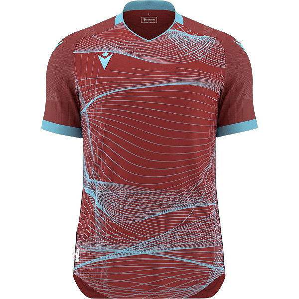 Macron Wyvern Eco Maillot À Manches Courtes Hommes - Bordeaux / Bleu Ciel