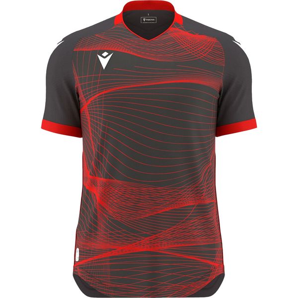Macron Wyvern Eco Maillot À Manches Courtes Hommes - Anthracite / Rouge Fluo
