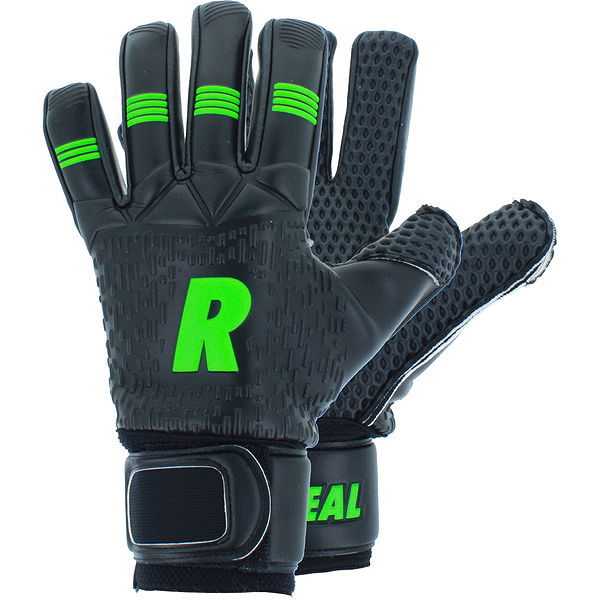 Real Duo Gants De Gardien pour Enfants Noir Vert Fluo Teamswear