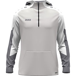 Jako Dynamic Hooded Half Zip Hommes - Gris Clair / Blanc / Gris