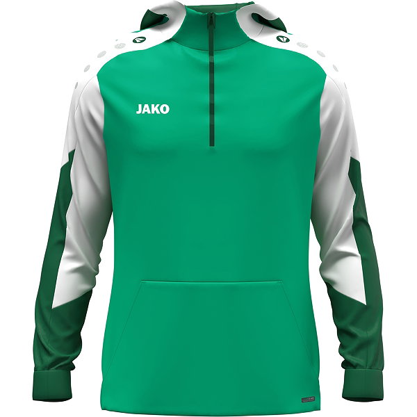 Jako Dynamic Hooded Half Zip Enfants - Vert / Blanc / Vert Foncé
