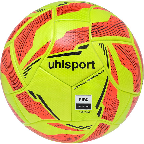 Uhlsport Revolution Thermobonded Wedstrijdbal - Fluogeel / Fluorood / Zwart