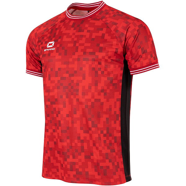 Stanno Pixe Pixel Maillot Manches Courtes Hommes - Rouge / Noir