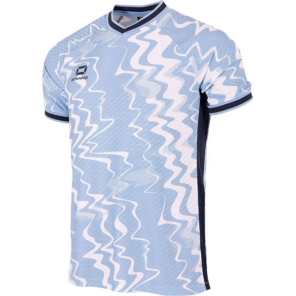 Stanno Wave Maillot Manches Courtes Enfants - Bleu Clair / Marine / Blanc